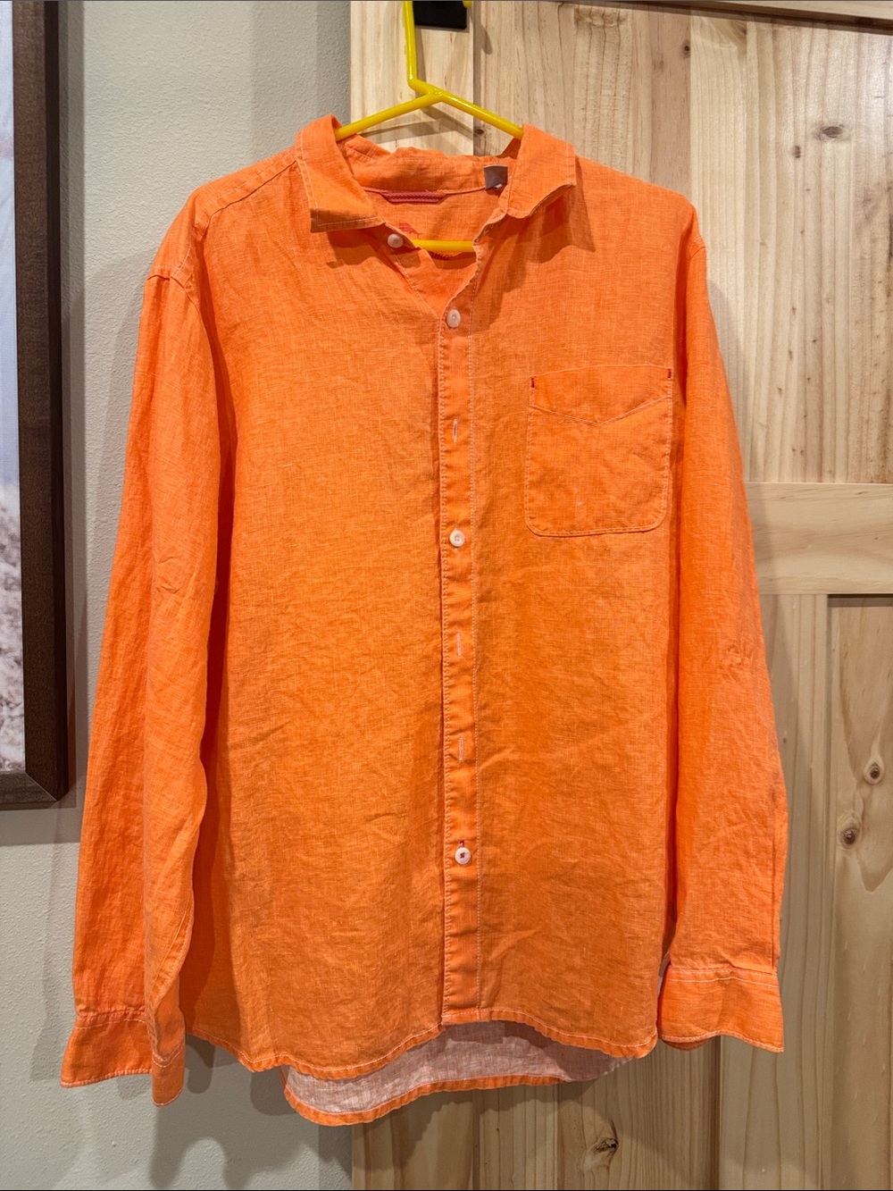 Tommy Bahama Orange Linen Long-Sleeve Button-Up Shirt